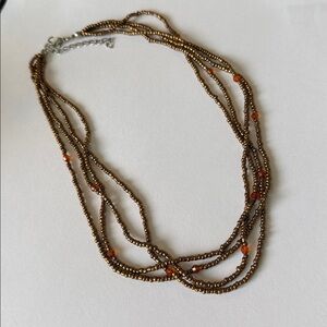 201 in jewelry bag - Elegant Brown Beaded Necklace 4 Strands